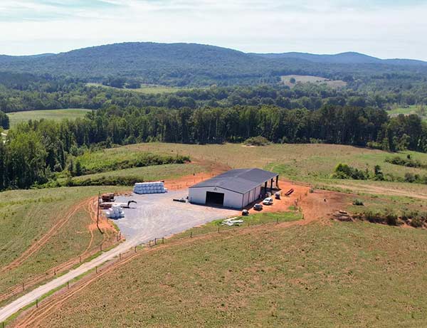 arial photo of Uwharrie barn